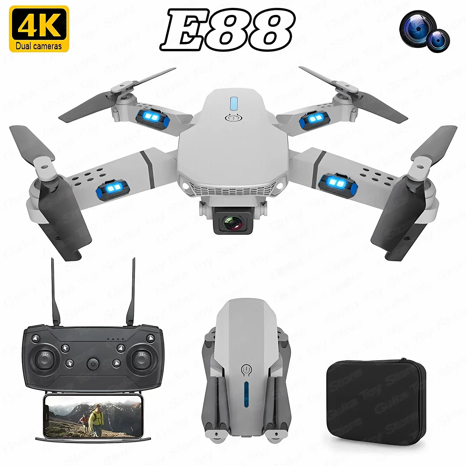 E88 Pro WIFI FPV Drone Wide An - Drone Camera Mount ulasan dan harga